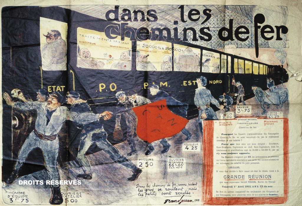 affiches politiques lors de la grève des cheminots en 1910